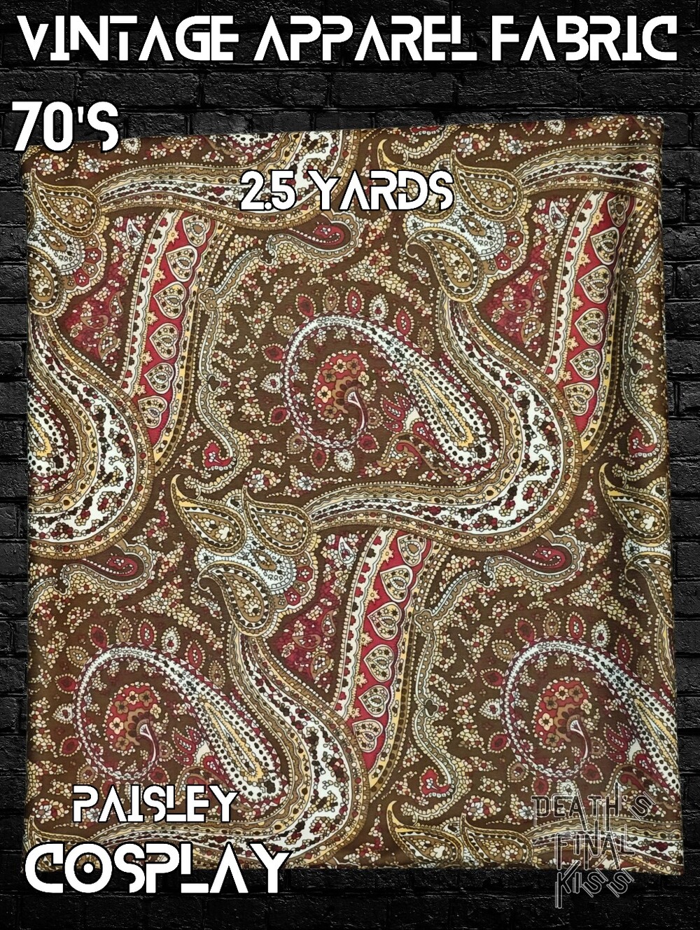 Vintage Polyester Knit Apparel Fabric Paisley 2 1/2 Yards sewing Remnant DIY